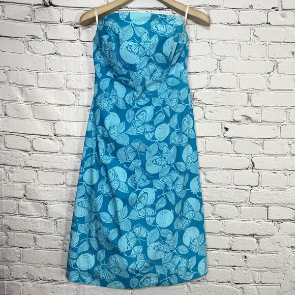 Vintage Lilly Pulitzer Size 10 Strapless Dress Butterfly Garden Lined A-Line‎ - Picture 1 of 14